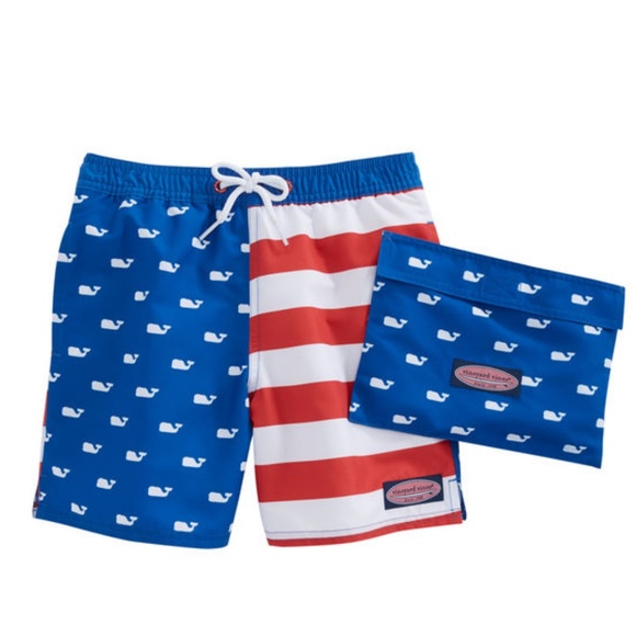 vineyard vines american flag swim trunks